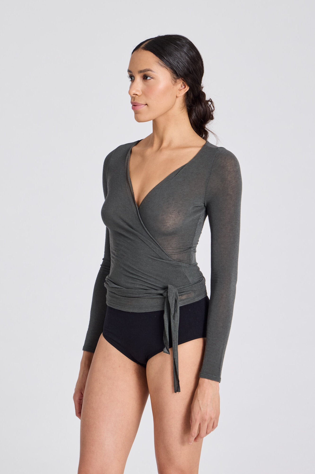 Anne Wool Wrap langærmet t-shirt - Beluga